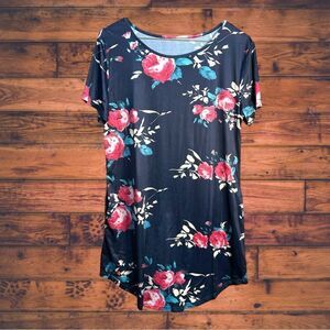5 for $25🔥Large‎ Navy Floral Mini Slightly Sheer Nightgown